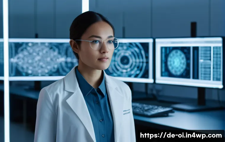 AI에서의 인과관계 추론 훈련 방법 - **Prompt 1: "A brilliant female AI researcher, in her late 20s, with a focused expression, stands in...
