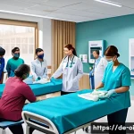 Home 20 인과관계 추론을 위한 시뮬레이션 기법 - A detailed, realistic illustration of an agent-based simulation scenario in healthcare: multiple div...