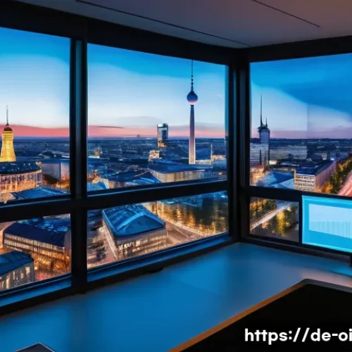Home 31 인과관계 추론 훈련의 데이터 시나리오 구성 - A modern data scientist’s workspace in a high-tech Berlin office, showing multiple transparent holog...