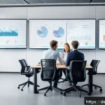 Home 23 인과관계 추론을 위한 솔루션 구축 사례 - A modern corporate office setting with a diverse team of data scientists and business experts collab...